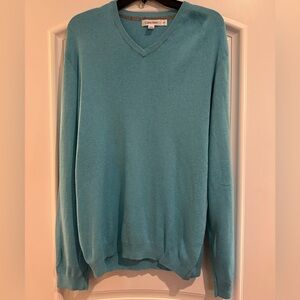 Calvin Klein Men's Light Blue V-neck Sweater Large